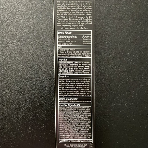 e.l.f. Camo CC Cream shade: Light 280N neutral (N) warm undertones. Used once. - Picture 3 of 3